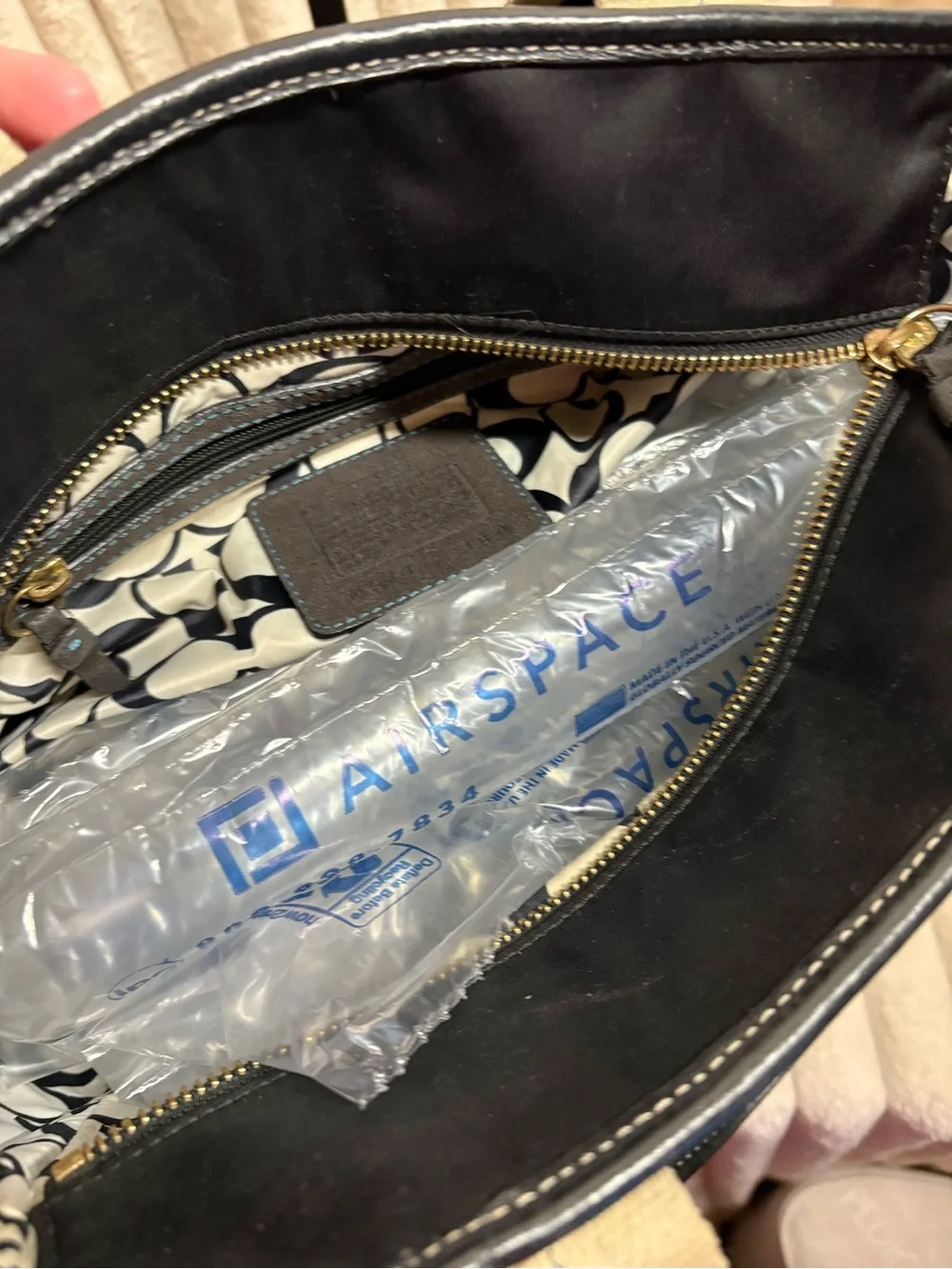 Coach Hamptons Weekend Black Nylon Tote Blue Trim F11670 Travel Work Bag